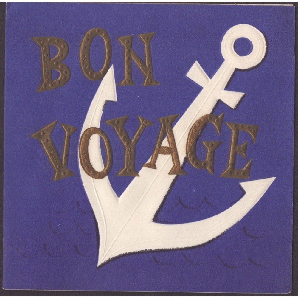 Vintage 1960s Hallmark Bon Voyage Greeting Card Anchor Nautical Embossed